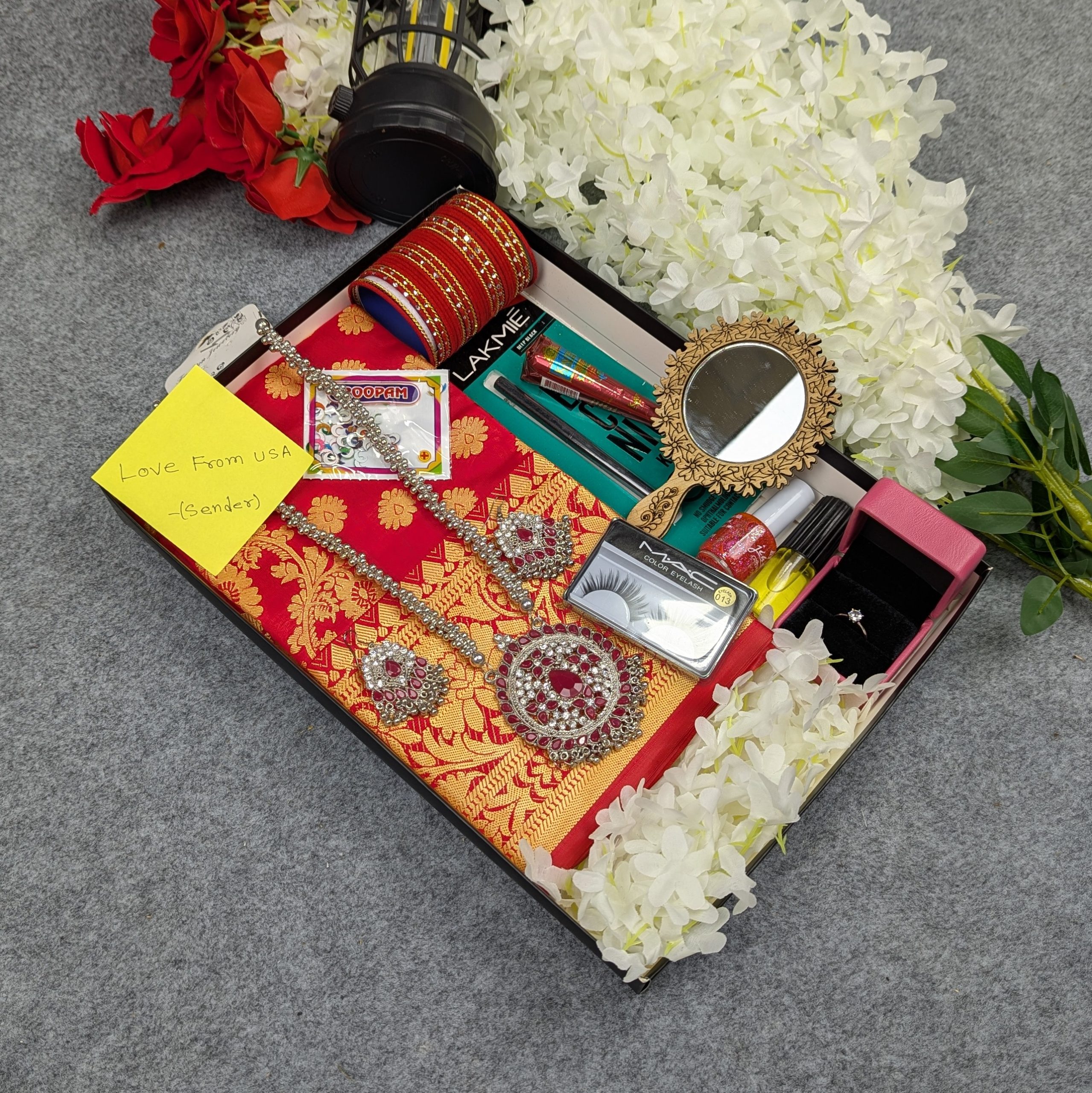 Premium Silk Katan Saree Combo Set - Red - Image 2